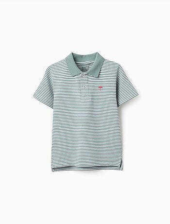 Polo de algodón a rayas con estampado