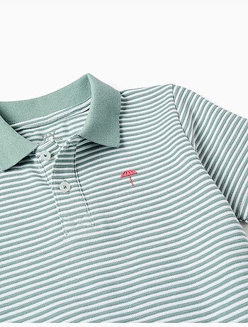 Polo de algodón a rayas con estampado