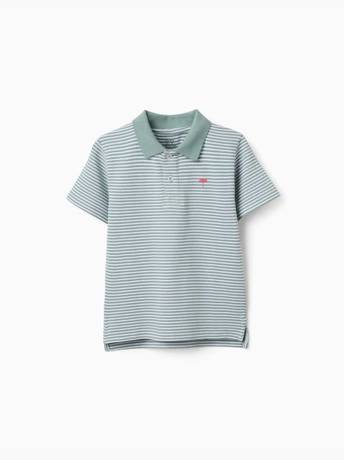 Polo de algodón a rayas con estampado - Kiabi
