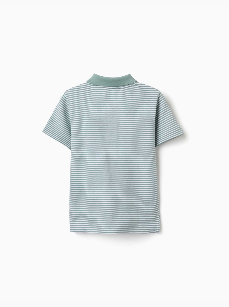 Polo de algodón a rayas con estampado Verde claro - Kiabi