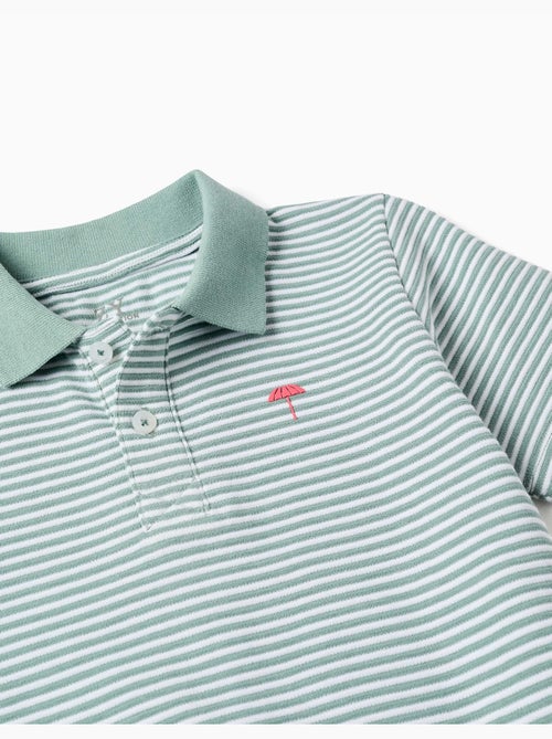Polo de algodón a rayas con estampado - Kiabi