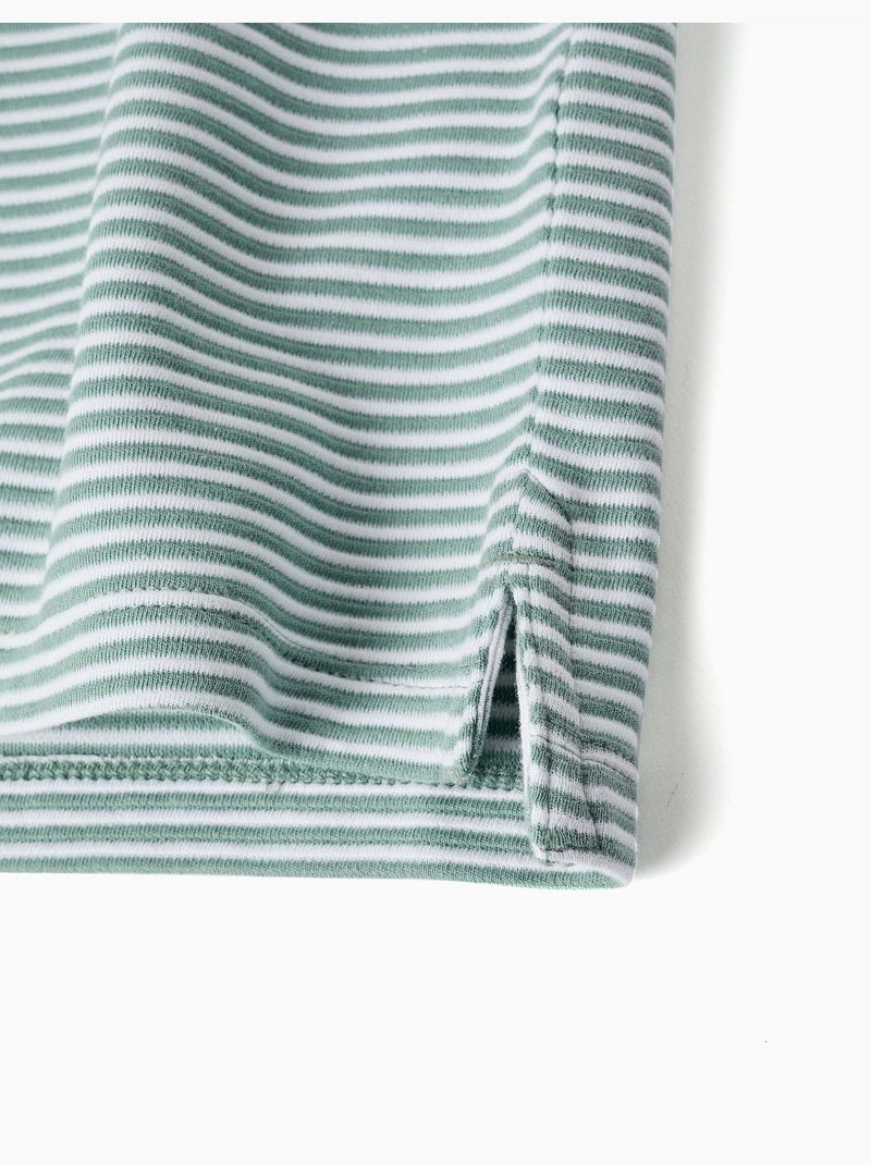 Polo de algodón a rayas con estampado Verde claro - Kiabi