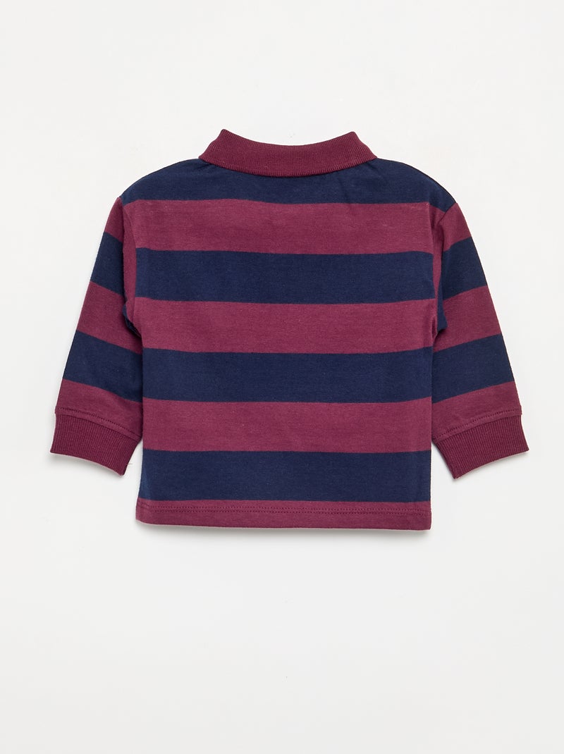 Polo de algodón a rayas Rojo - Kiabi