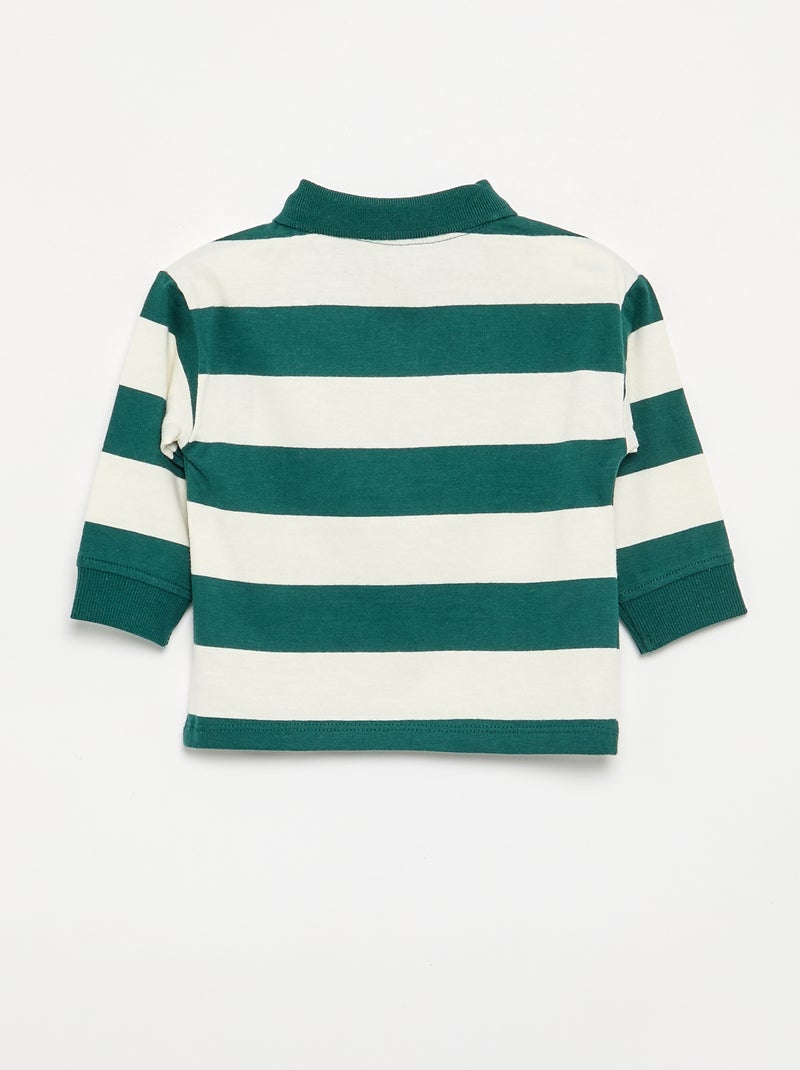 Polo de algodón a rayas Verde - Kiabi
