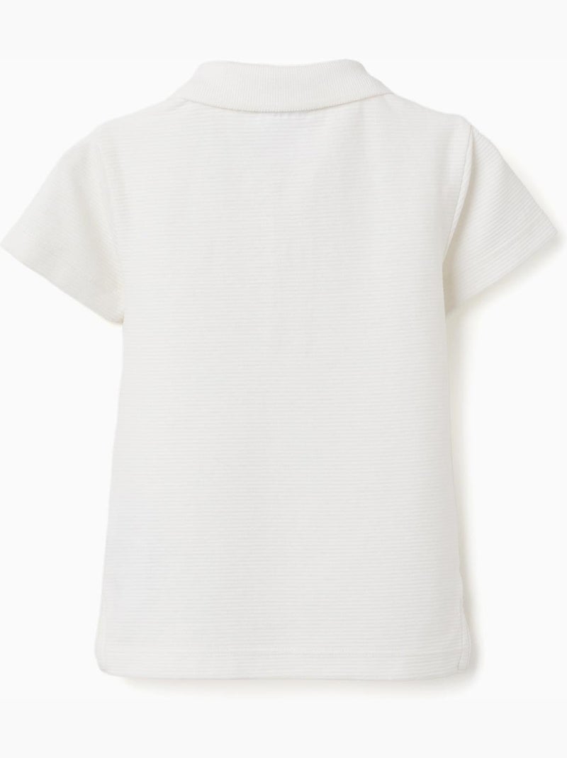 Polo de algodón acanalado Blanco - Kiabi