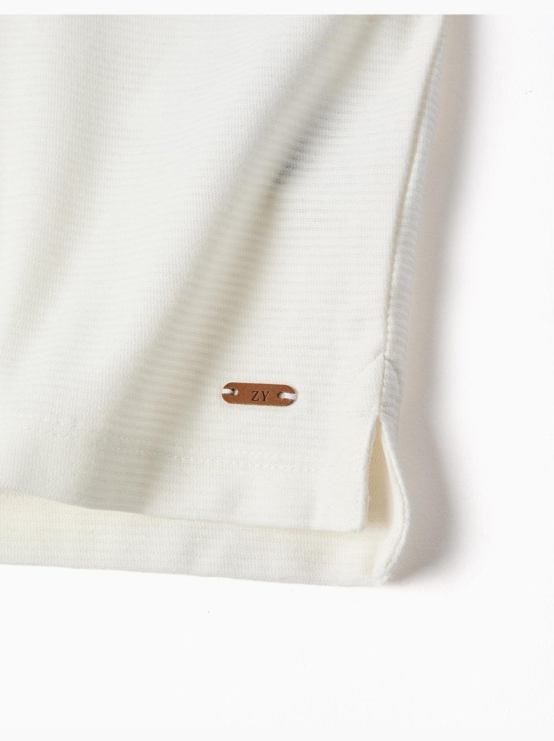 Polo de algodón acanalado Blanco - Kiabi
