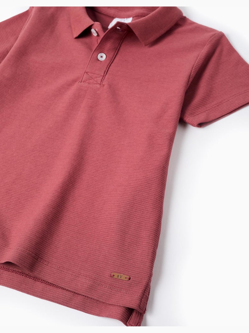 Polo de algodón acanalado Marrón - Kiabi