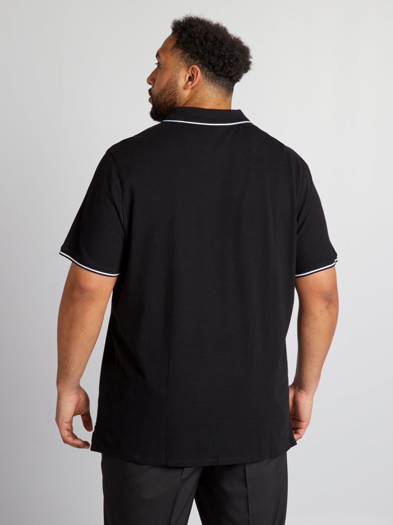 Polo de algodón con contrastes negro - Kiabi