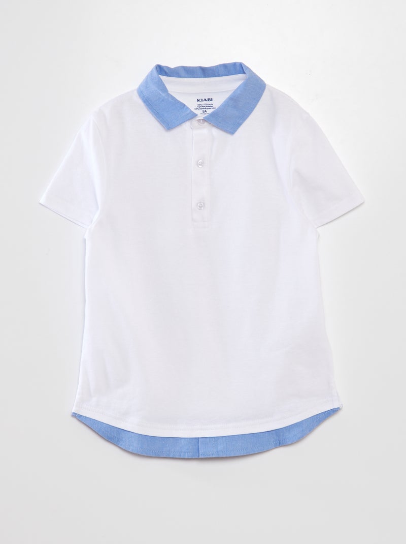 Polo de algodón con cuello a contraste blanco - Kiabi