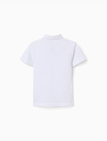 Polo de algodón con cuello mao y bolsillo