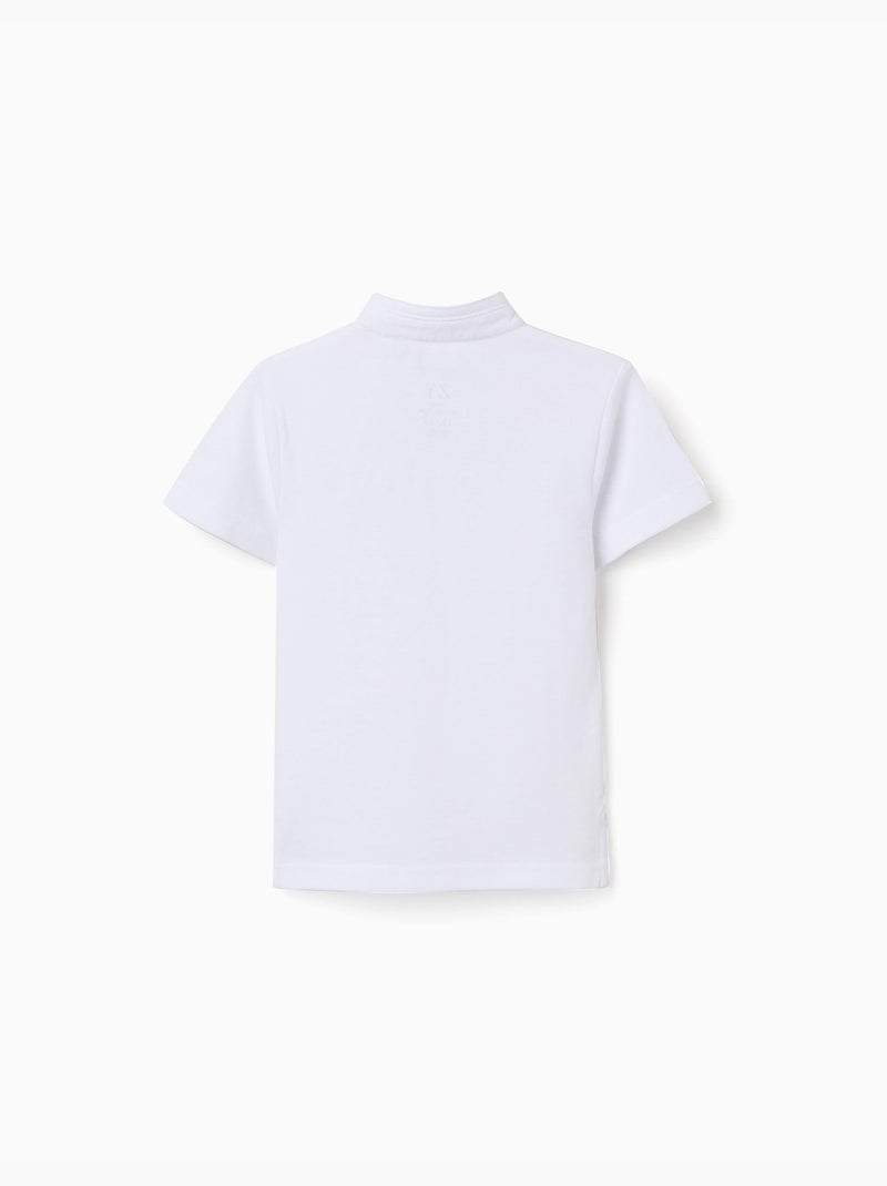 Polo de algodón con cuello mao y bolsillo Blanco - Kiabi