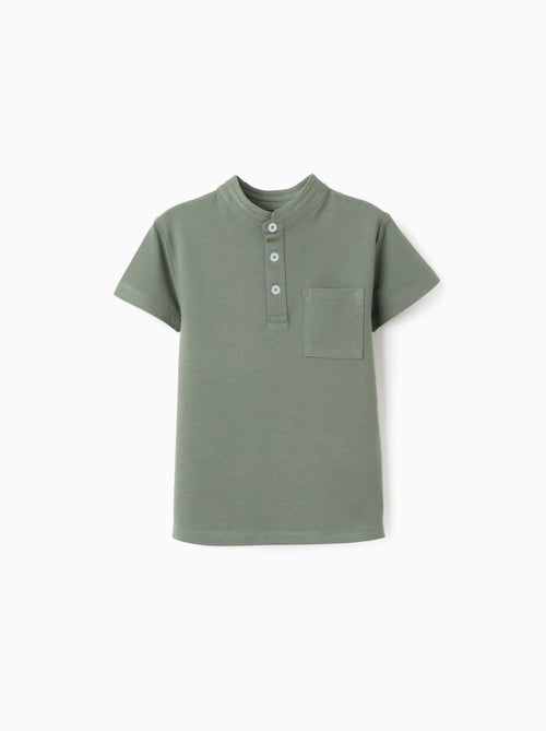 Polo de algodón con cuello mao y bolsillo - Kiabi