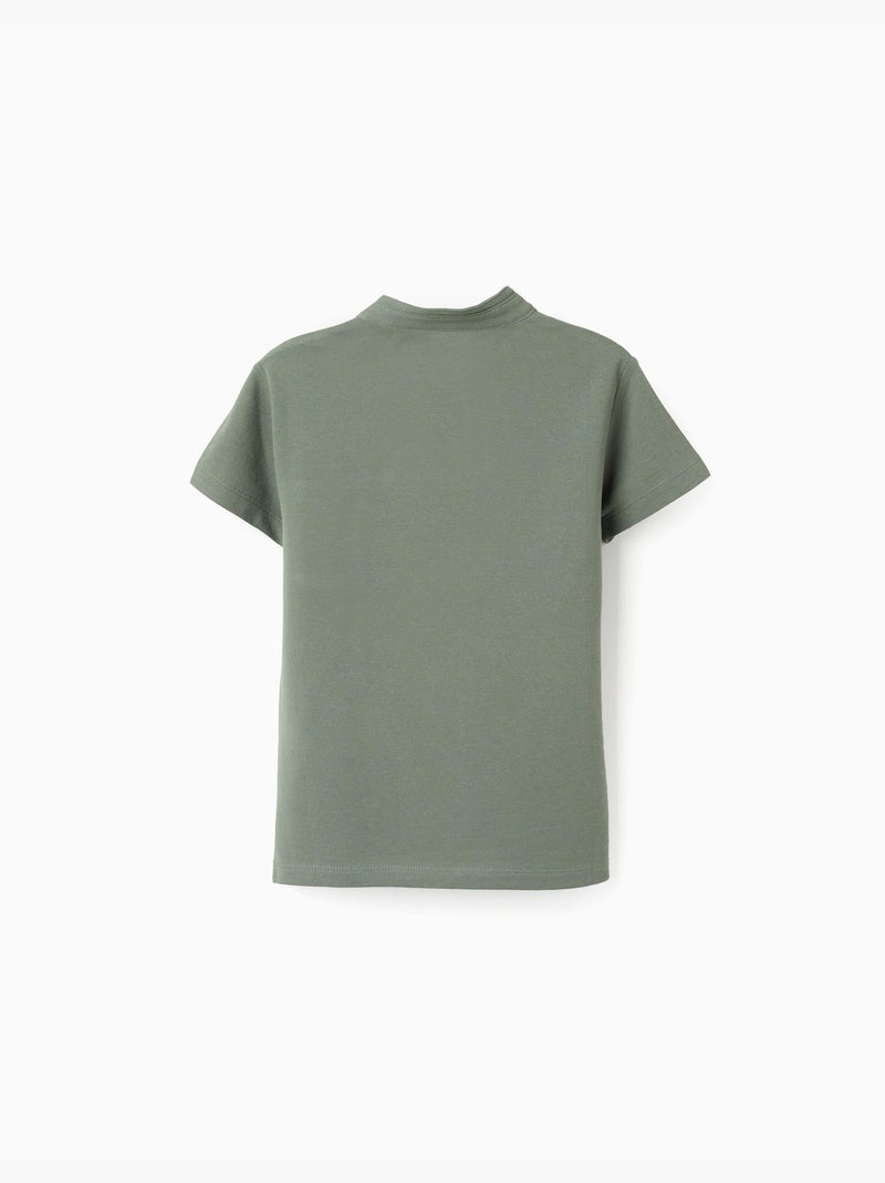 Polo de algodón con cuello mao y bolsillo Verde oscuro - Kiabi