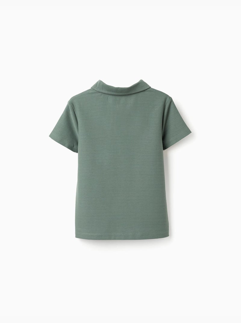 Polo de algodón con jacquard Verde oscuro - Kiabi