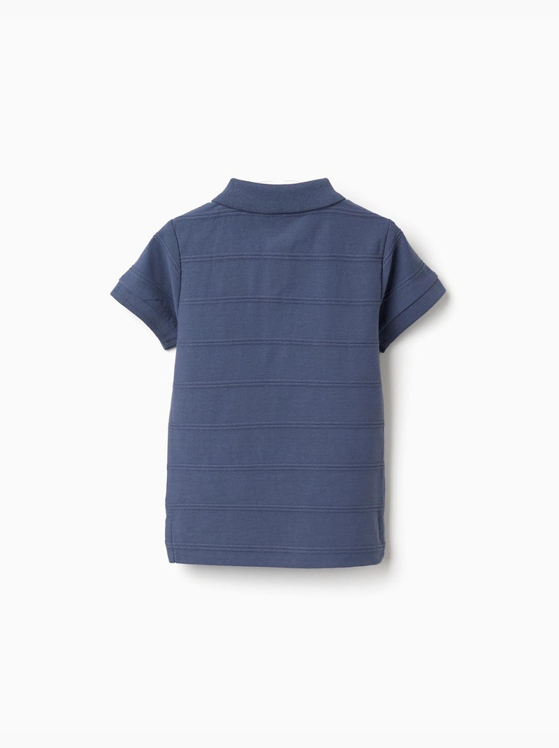Polo de algodón con líneas en relieve B&S Azul Azul - Kiabi