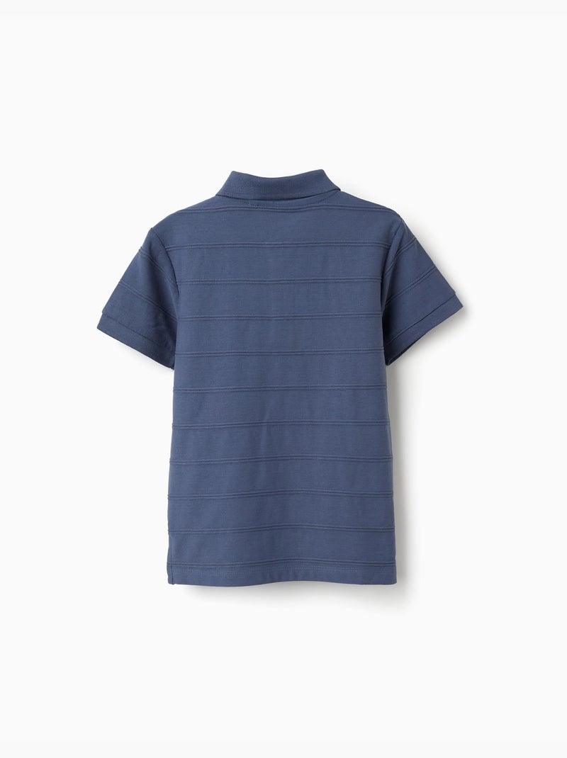 Polo de algodón con líneas en relieve B&S Azul Azul - Kiabi