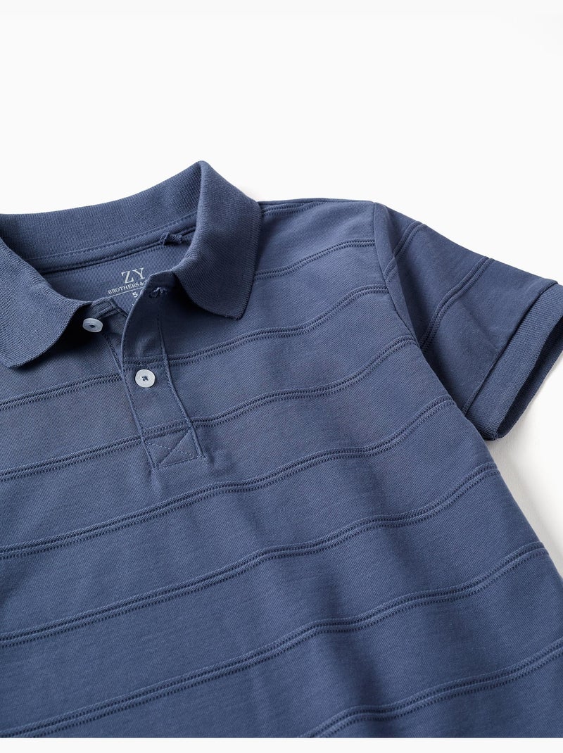 Polo de algodón con líneas en relieve B&S Azul Azul - Kiabi