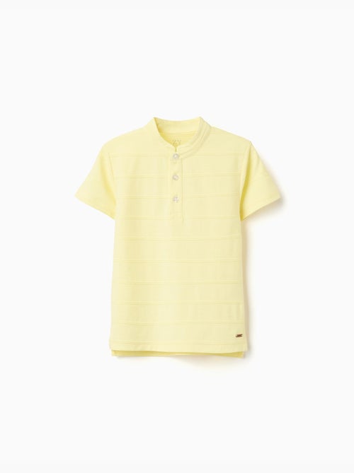 Polo de algodón con líneas en relieve y cuello mao - Kiabi