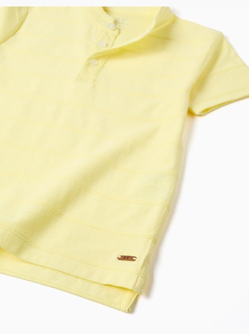 Polo de algodón con líneas en relieve y cuello mao - Kiabi