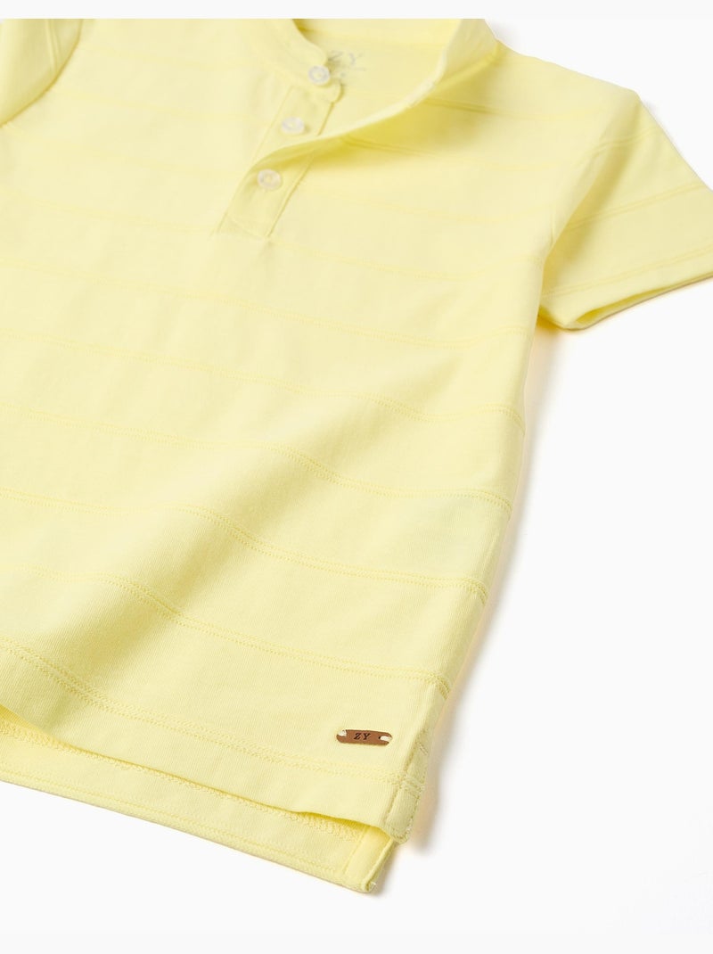 Polo de algodón con líneas en relieve y cuello mao Amarillo - Kiabi