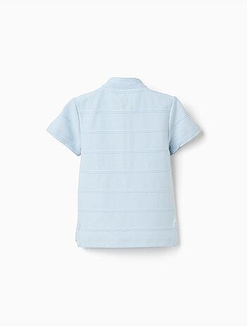 Polo de algodón con líneas en relieve y cuello mao