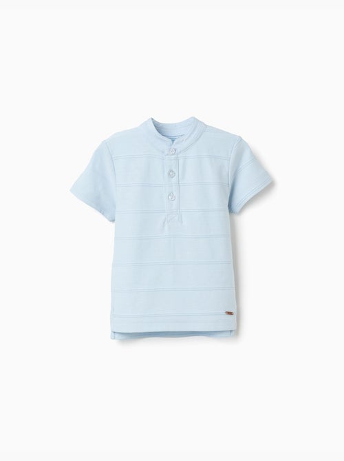 Polo de algodón con líneas en relieve y cuello mao - Kiabi
