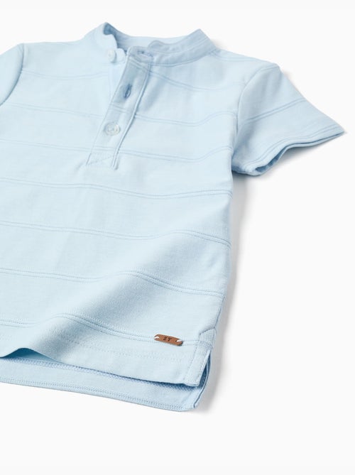 Polo de algodón con líneas en relieve y cuello mao - Kiabi