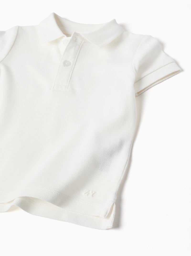 Polo de algodón de manga corta Blanco - Kiabi
