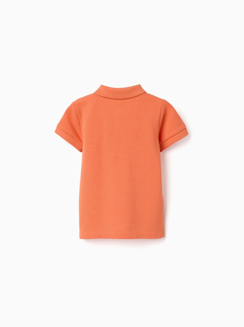 Polo de algodón de manga corta Negro Naranja - Kiabi