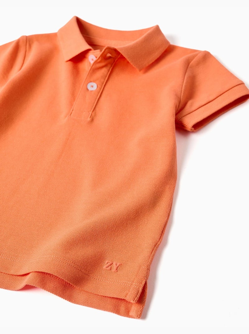 Polo de algodón de manga corta Negro Naranja - Kiabi