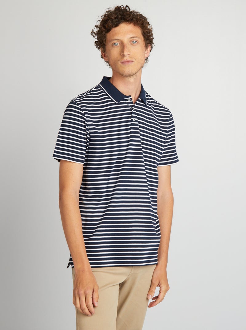 Polo de algodón de rayas BLANCO - Kiabi