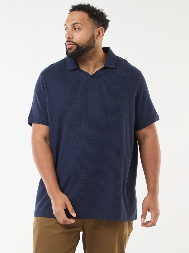 Polo de algodón elástico de manga corta Azul - Kiabi