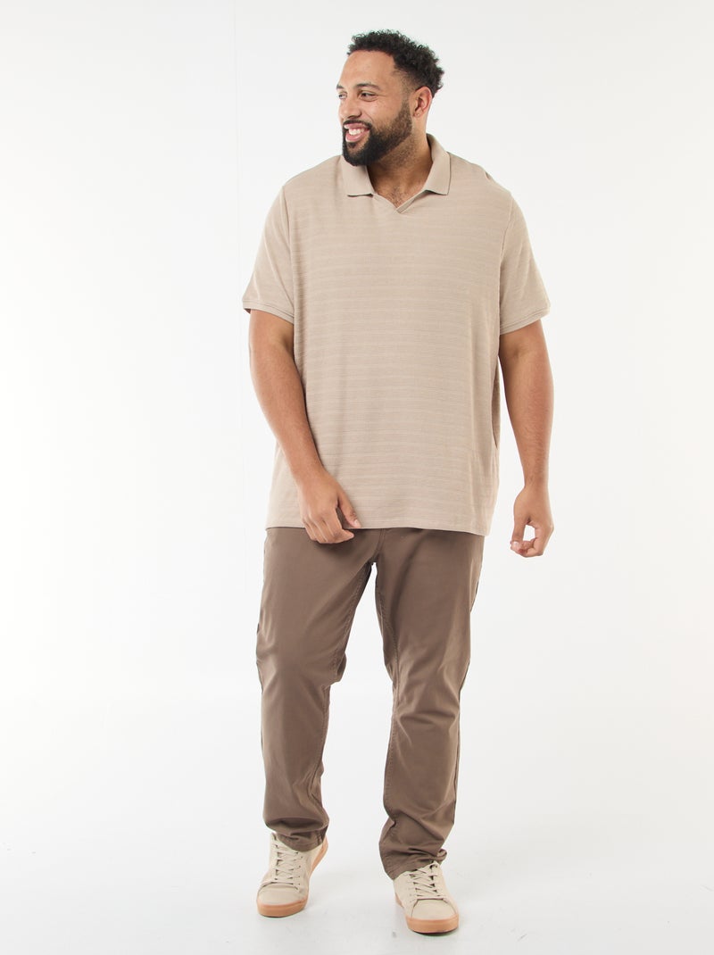 Polo de algodón elástico de manga corta Beige - Kiabi