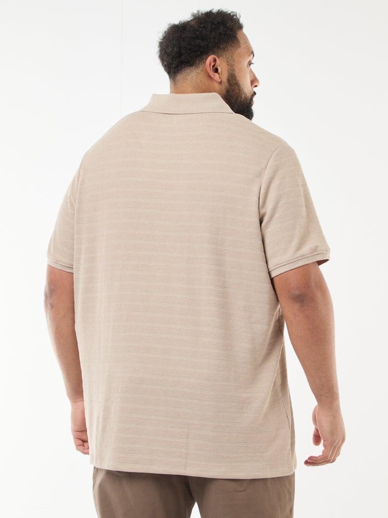Polo de algodón elástico de manga corta Beige - Kiabi