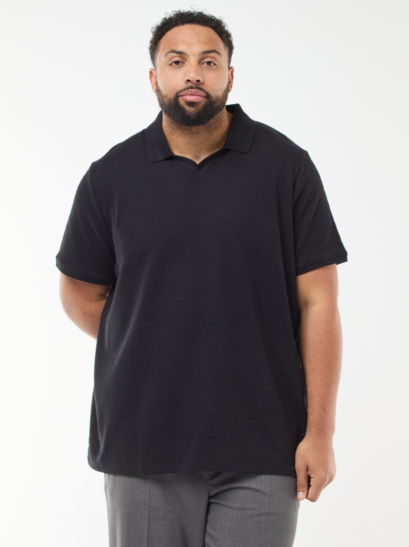 Polo de algodón elástico de manga corta Negro - Kiabi