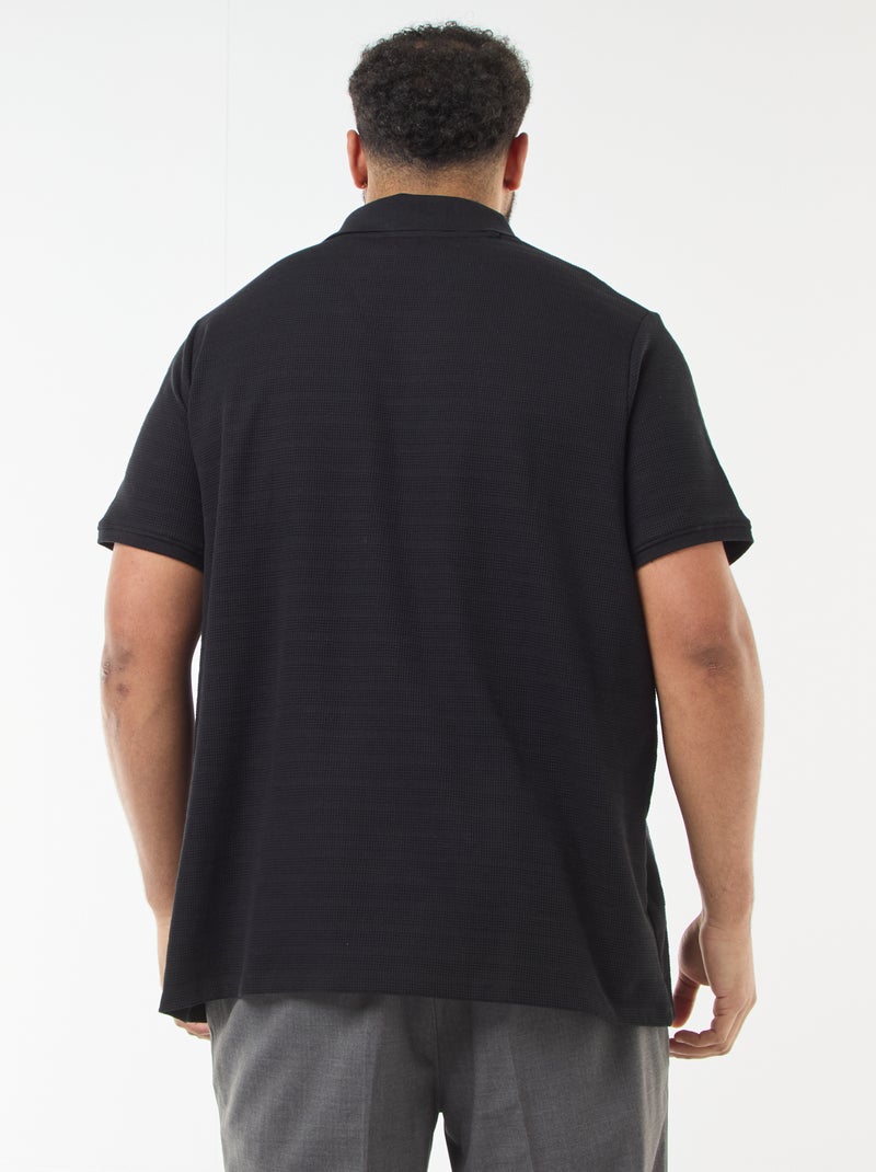 Polo de algodón elástico de manga corta Negro - Kiabi