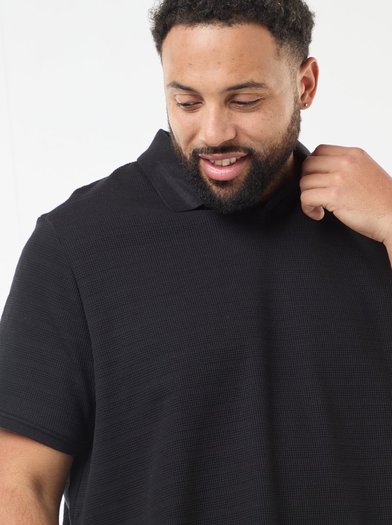 Polo de algodón elástico de manga corta Negro - Kiabi
