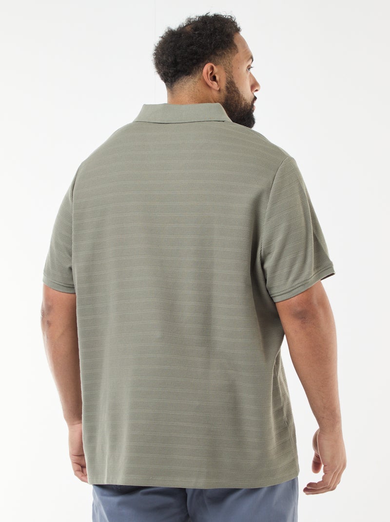 Polo de algodón elástico de manga corta Verde - Kiabi