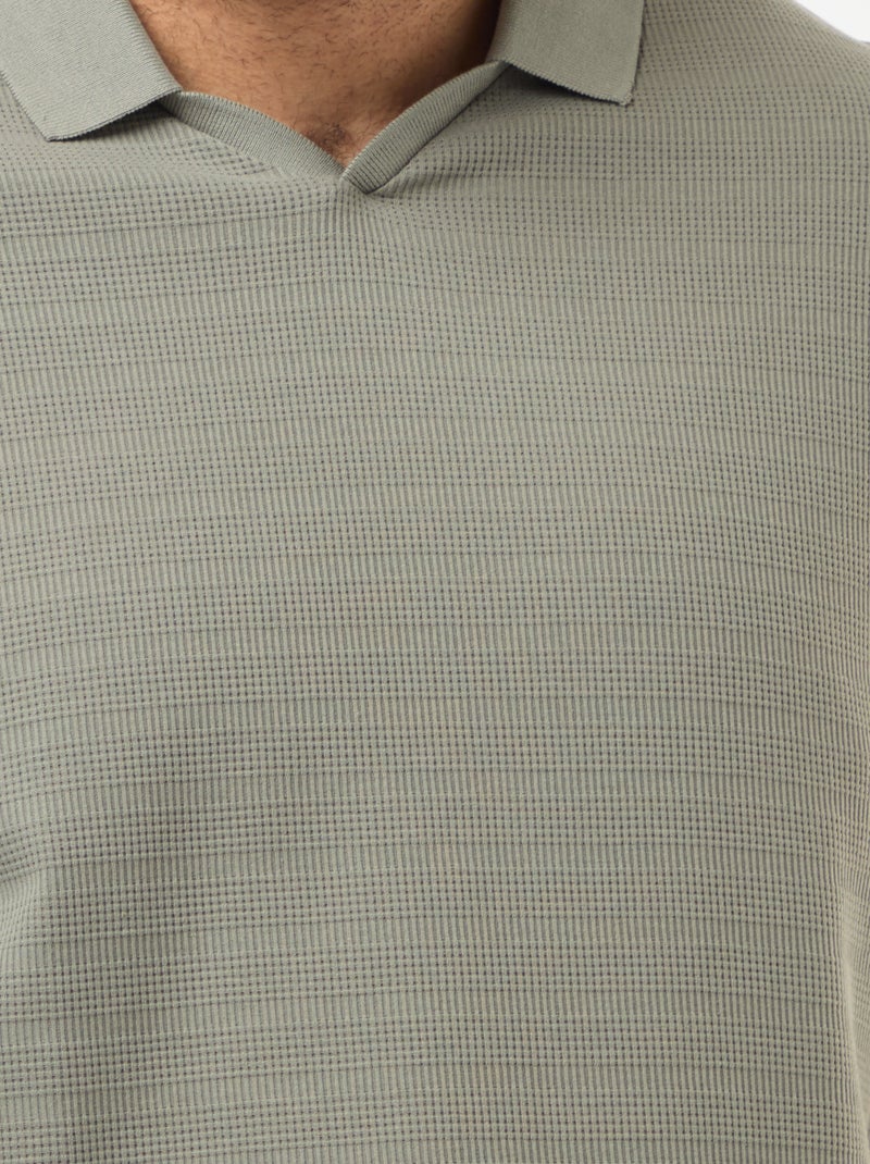 Polo de algodón elástico de manga corta Verde - Kiabi