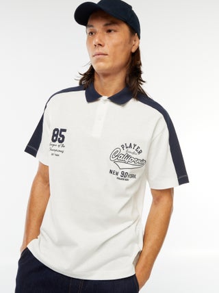 Polo de algodón estilo equipo de baseball americano