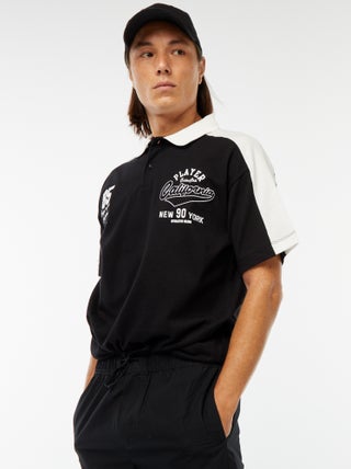 Polo de algodón estilo equipo de baseball americano