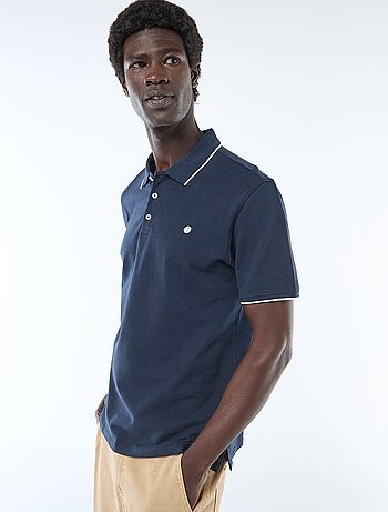 Polo de algodón liso para hombre con cuello polo