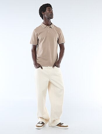 Polo de algodón liso para hombre con cuello polo