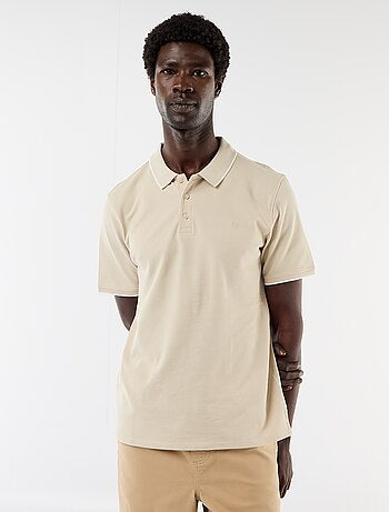 Polo de algodón liso para hombre con cuello polo