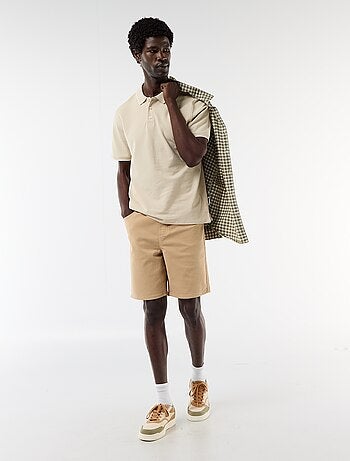 Polo de algodón liso para hombre con cuello polo