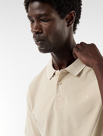 Polo de algodón liso para hombre con cuello polo