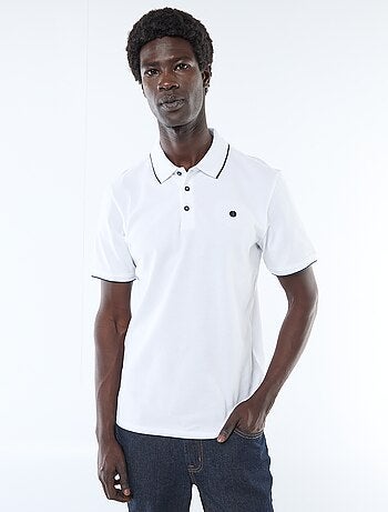 Polo de algodón liso para hombre con cuello polo