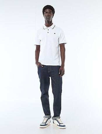 Polo de algodón liso para hombre con cuello polo