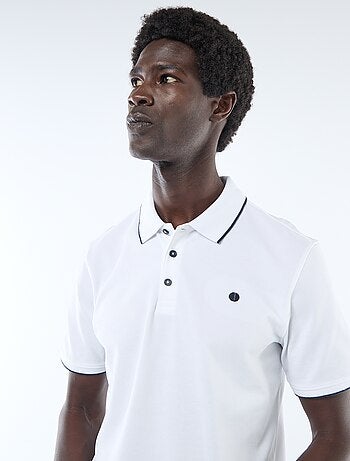 Polo de algodón liso para hombre con cuello polo