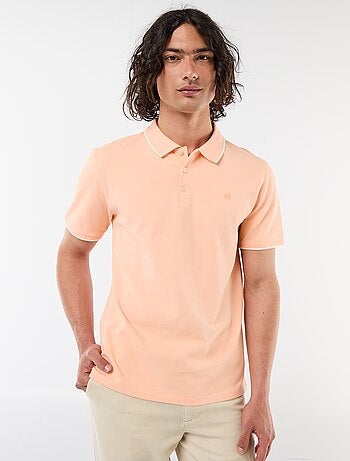 Polo de algodón liso para hombre con cuello polo